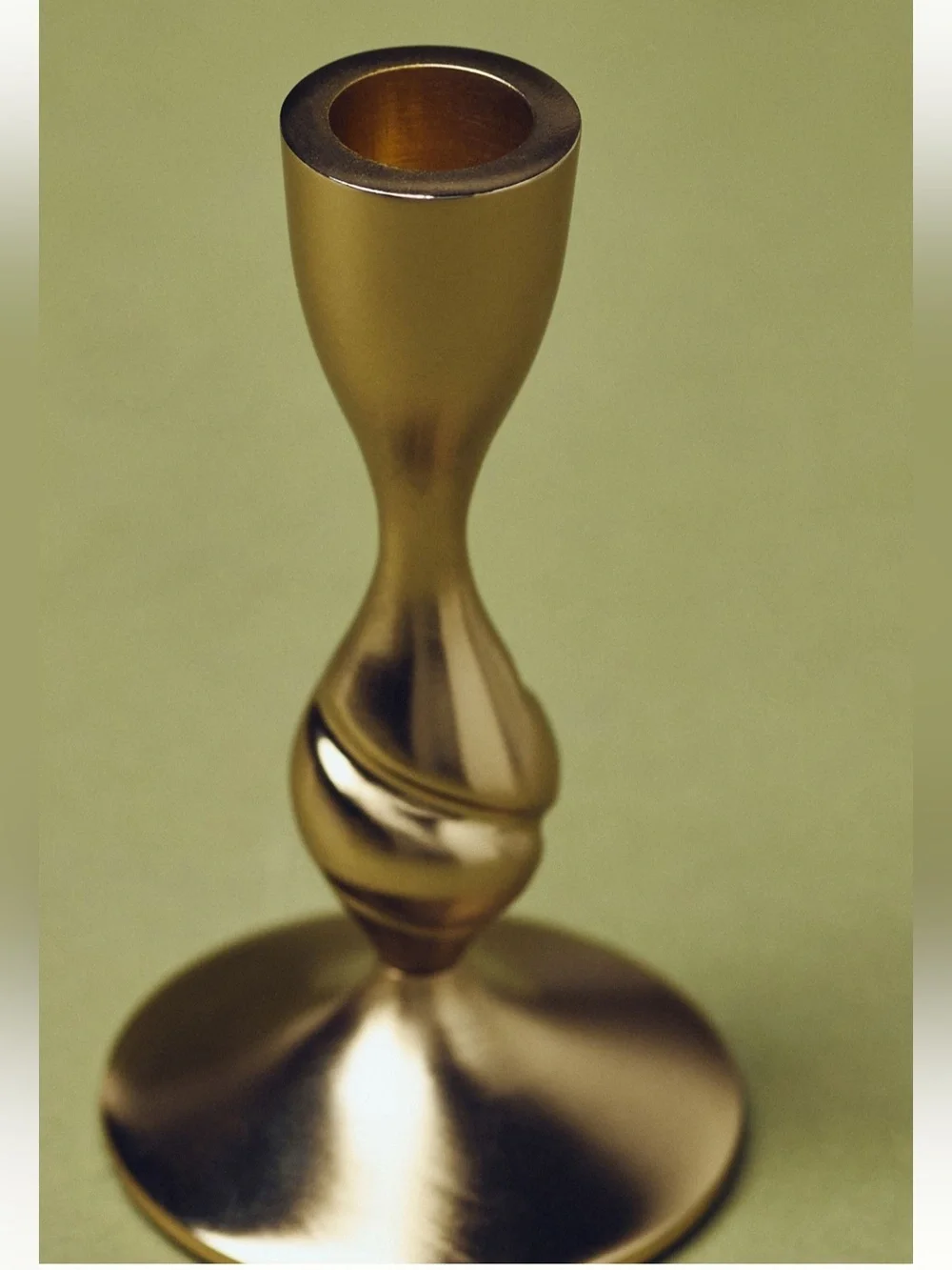 NWT Anthropologie Naya Tinted Brass Lacquer Taper Candle Holder in Gold